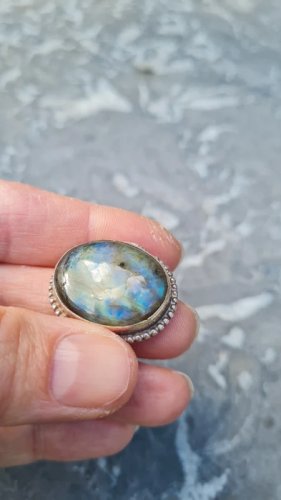 Bague ancienne en argent - pierre labradorite