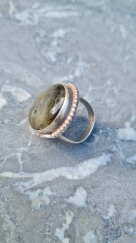 Bague ancienne en argent - pierre labradorite