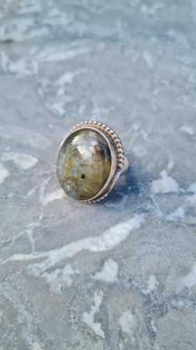 Bague ancienne en argent - pierre labradorite