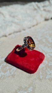 Bague ancienne vermeil avec citrine - Bague antique