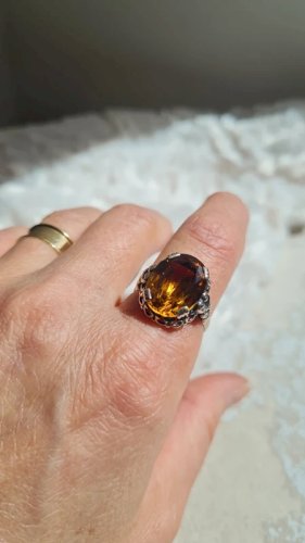 Bague ancienne vermeil avec citrine - Bague antique
