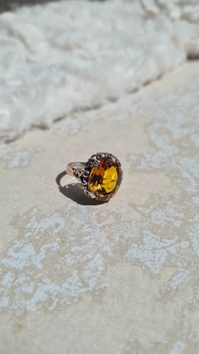 Bague ancienne vermeil avec citrine - Bague antique
