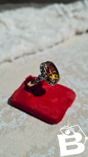 Bague ancienne vermeil avec citrine - Bague antique
