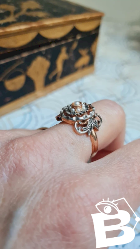 Bague ancienne vermeil avec perles- Bague antique
