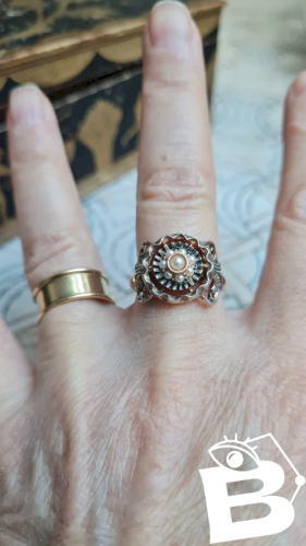 Bague ancienne vermeil avec perles- Bague antique