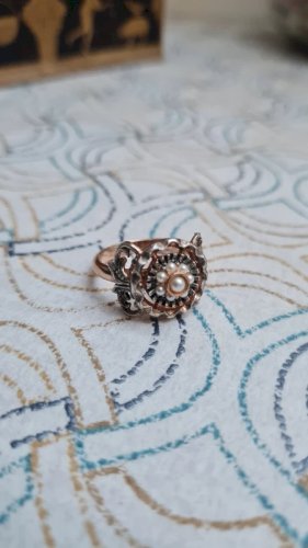 Bague ancienne vermeil avec perles- Bague antique