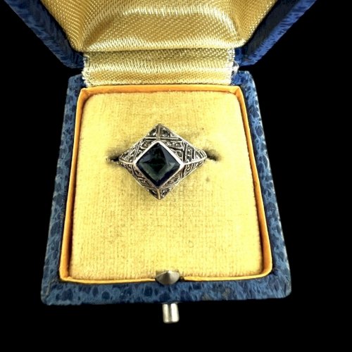 Bague argent Art Deco (1925) vintage ancien taille 48 Fr Collection Gift For Her