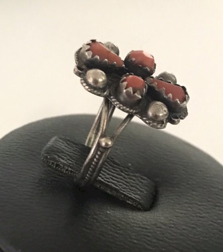  Bague Argent Corail Vintage Berbère Poinçonnée Taille 55.5  3.74grs
