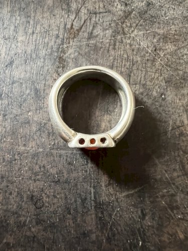 Bague Argent Massif Opale De Feu Bijoux D’artiste Contemporain Design Taille 55