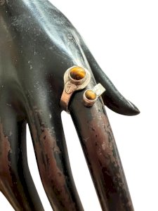 Bague - argent- Œil De Tigre -Vintage- Poinçonné  925- Ajustable-Forme, Serpent