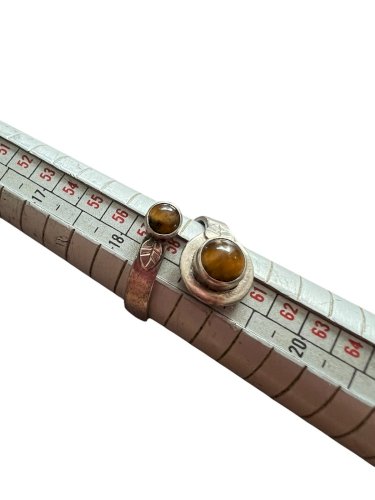 Bague - argent- Œil De Tigre -Vintage- Poinçonné  925- Ajustable-Forme, Serpent