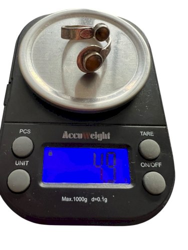 Bague - argent- Œil De Tigre -Vintage- Poinçonné  925- Ajustable-Forme, Serpent