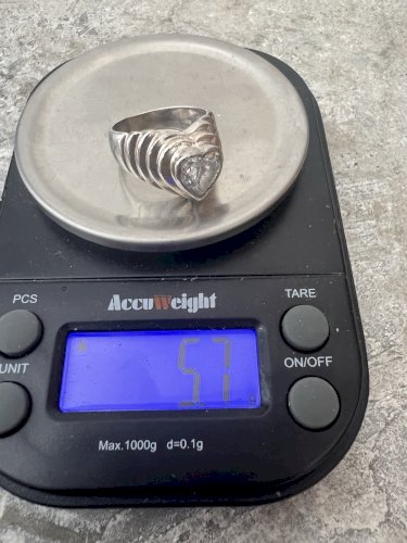 Bague argent vintage 1980 cœur cristal taille 51 FR-