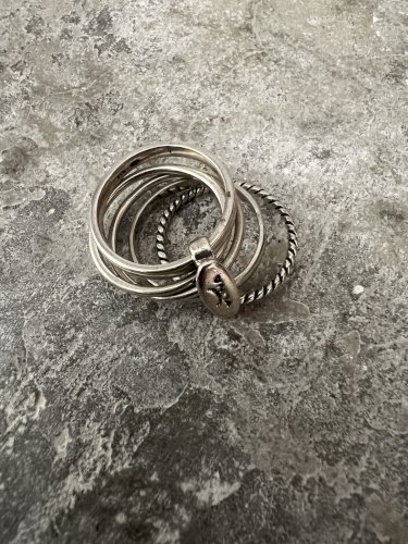 Bague argent vintage 5 anneaux Yuna taille 55,5 FR contemporaine style semainier