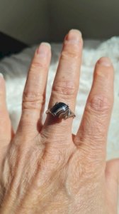Bague Art Deco en  argent avec marcassites et agate