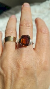 Bague  Art Déco en  argent et citrine