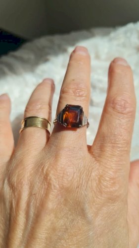 Bague  Art Déco en  argent et citrine