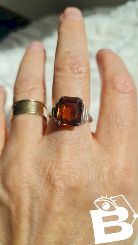 Bague  Art Déco en  argent et citrine