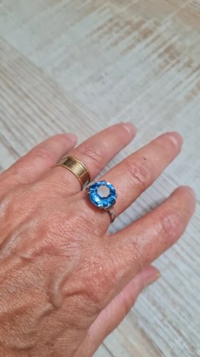 Bague Art Déco en argent et zirconium bleu