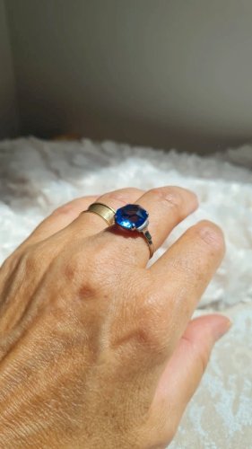 Bague Art Déco en argent et zirconium bleu