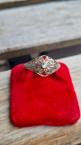 Bague Art Déco en or et diamants années 20 -bague de fiançailles- à restaurer