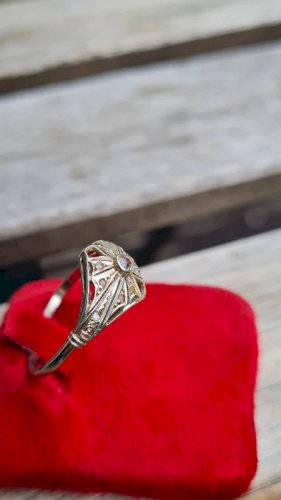 Bague Art Déco en or et diamants années 20 -bague de fiançailles- à restaurer