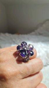 Bague avec structure en argent 925 - ( Bague A Part)- Bague strass