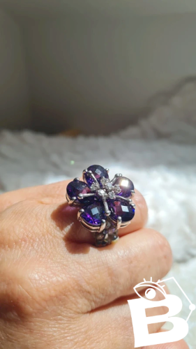 Bague avec structure en argent 925 - ( Bague A Part)- Bague strass
