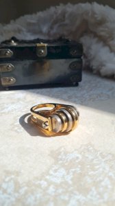 Bague Balenciaga doré taille 52 acier palladium et doré