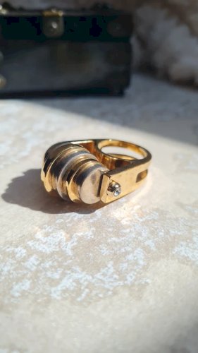 Bague Balenciaga doré taille 52 acier palladium et doré