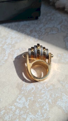 Bague Balenciaga doré taille 52 acier palladium et doré