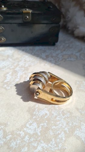 Bague Balenciaga doré taille 52 acier palladium et doré