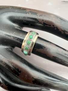 Band ring circa 1900/1920 silver vermeil vintage turquoise antique hallmark