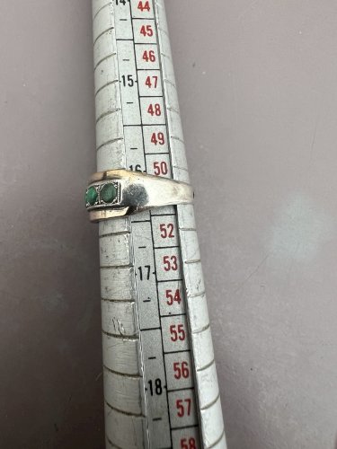 Bague bandeau vers 1900/ 1920 argent Vermeil Turquoises Vintage Ancien Poinçon