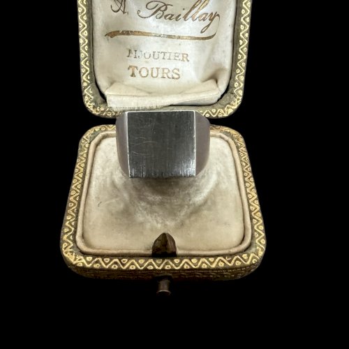 Bague chevalière art déco vers 1925 unisexe argent massif stock ancien Vintage