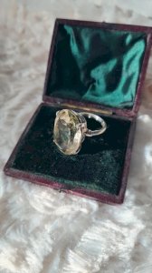 Adjustable silver cocktail ring with citrine