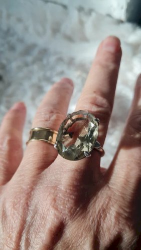 Bague cocktail en argent ajustable et citrine