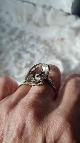 Bague cocktail en argent ajustable et citrine