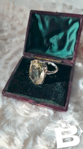 Bague cocktail en argent ajustable et citrine