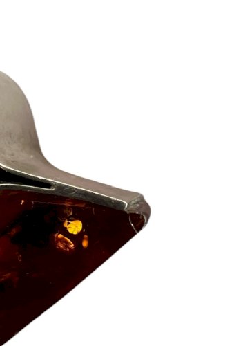 Bague design vintage Sterling ambre style art déco poinçonnée géométrique 51FR