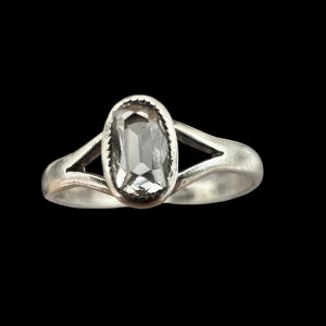Vintage Elongated Cushion Diamond Ring circa 1900 size 51.5 FR silver