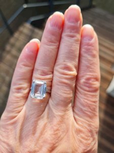 Antique silver ring with a white sapphire - crab hallmark