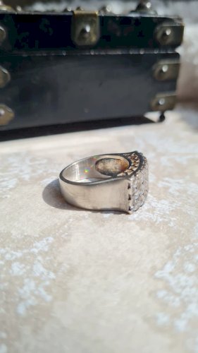 Bague en argent avec des strass taille 56 vintage