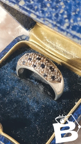 Bague en argent avec saphir et zirconium