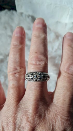 Bague en argent avec saphir et zirconium