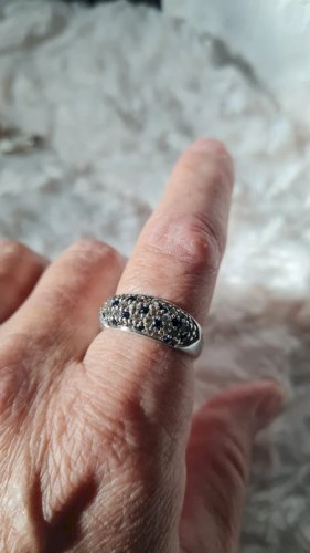 Bague en argent avec saphir et zirconium