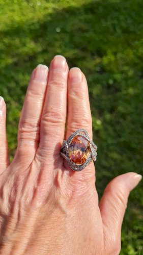 Bague en argent avec strass grande Bague