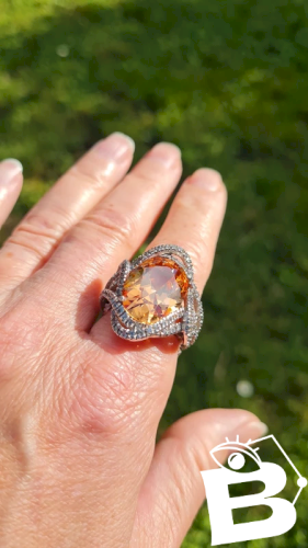 Bague en argent avec strass grande Bague