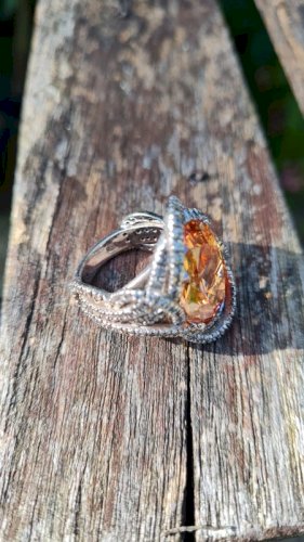 Bague en argent avec strass grande Bague