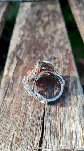 Bague en argent avec strass grande Bague